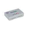 The U-Reach 1 to 1 Portable CF Memory Card Duplicator and Sanitizer features a rectangular gray casing with a logo and label on the top left, display screen, three control buttons, indicator lights, and two front-facing CF card slots.