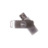 A silver USB flash drive from the Ureach U-Raze Series, featuring a removable cap and an engraved circular UR logo, is placed diagonally on a white background—perfect for use with USB Erase Software.